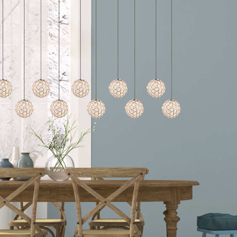 Luminaire suspendu sphère 10 lumières Tietjen, Chrome