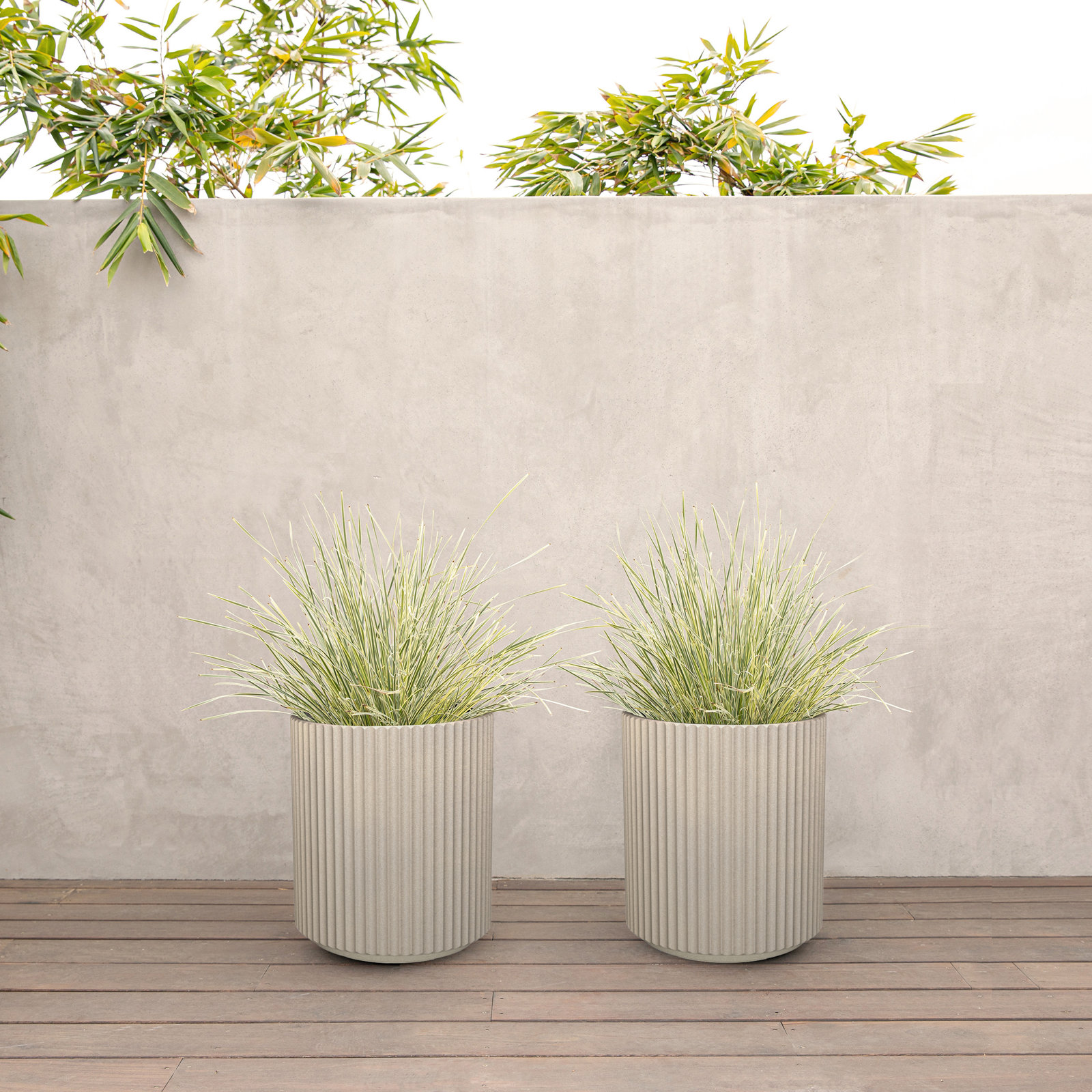 Demi Series 19" Pot Planter, 2, Sand, 16" H x 14.75" W x 14.75" D