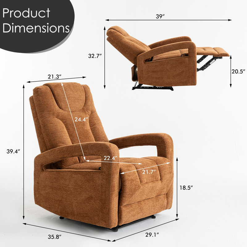 Berdean Upholstered Pushback Manual Recliner, Orange