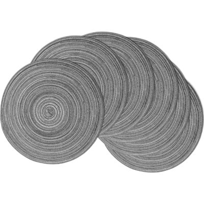 Ensemble de 6 napperons tressés ronds lavables antidérapants lavables pour la cuisine et la salle à manger