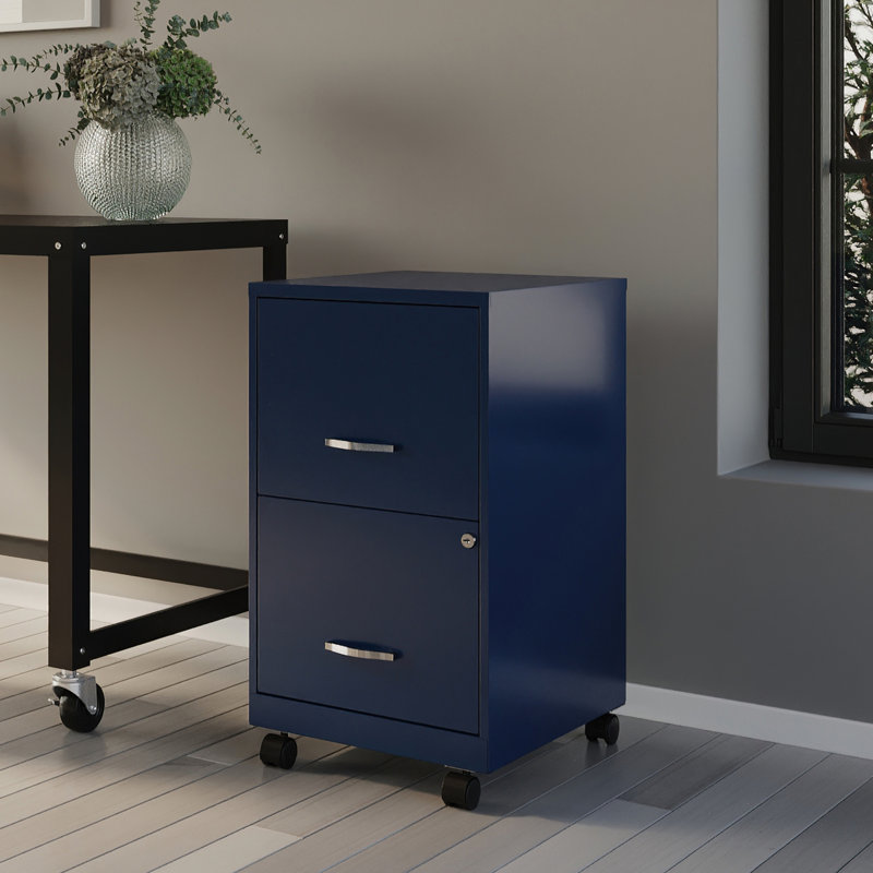 14.25'' Wide 3 -Drawer Mobile Steel File Cabinet, Navy