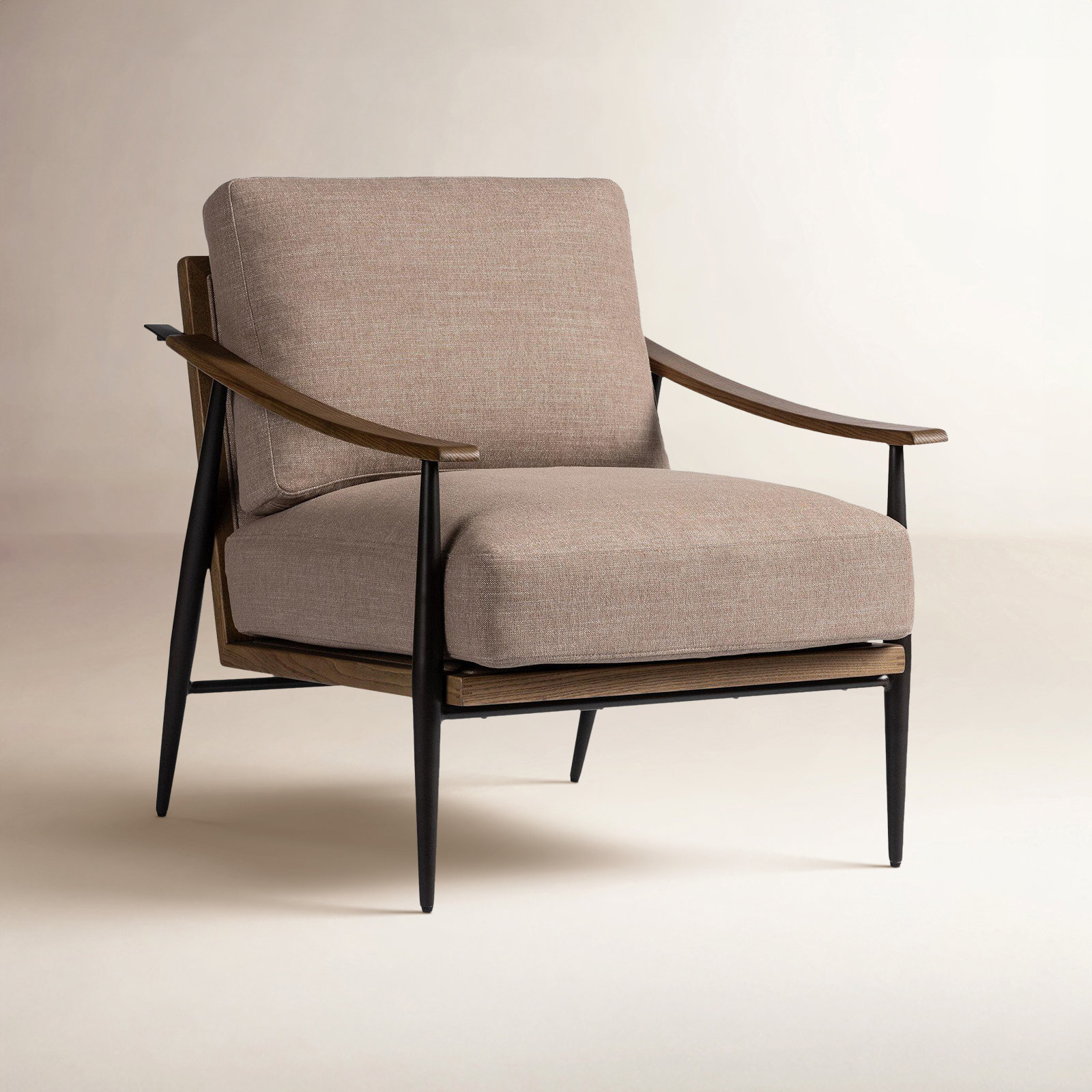 Paralimni Upholstered Armchair, Crypton Nomad Taupe Polyester Blend
