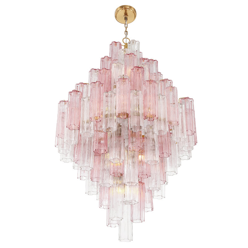 Wesham 20 Light Aged Brass Chandelier, Aged Brass, Pink