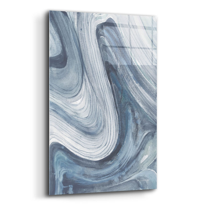 «Swirl 2 Blue Grey» par Albena Hristova, art mural en verre acrylique, H 24 po x l 16 po x P 0,2 po