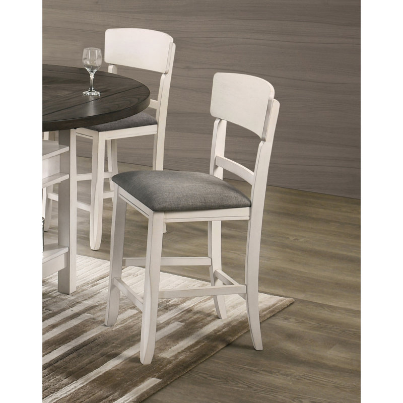 Chaises de salle à manger rembourrées à hauteur de comptoir 2 pièces, finition gris craie, dossier incurvé, coussin de siège moderne pour chaise de chambre, siège à dossier, design