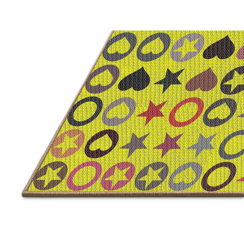 Tapis rouge/jaune/noir à motifs Tuesday, Rectangle 5 pi x 7 pi