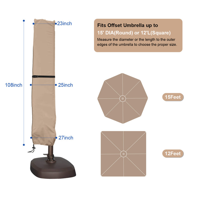 Housse de parasol pour patio avec cordons