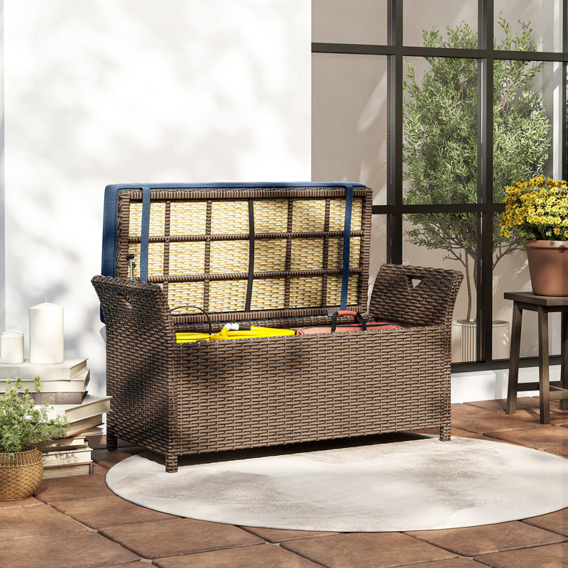 Banc de rangement en osier 2-en-1 29 gallons bleu marine, Marine