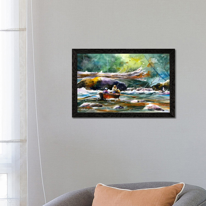 In The Boat II by Dean Crouser - Floater Frame Painting on Canvas, Black