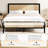 Metal Bed Frame with Rattan Headboard-795227635-797003969