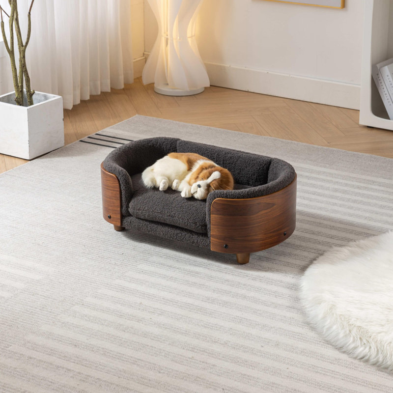Canapé pour lit surélevé de style scandinave pour chien avec coussins en cachemire, H 9,84 po x l 26,38 po x P 16,14 po