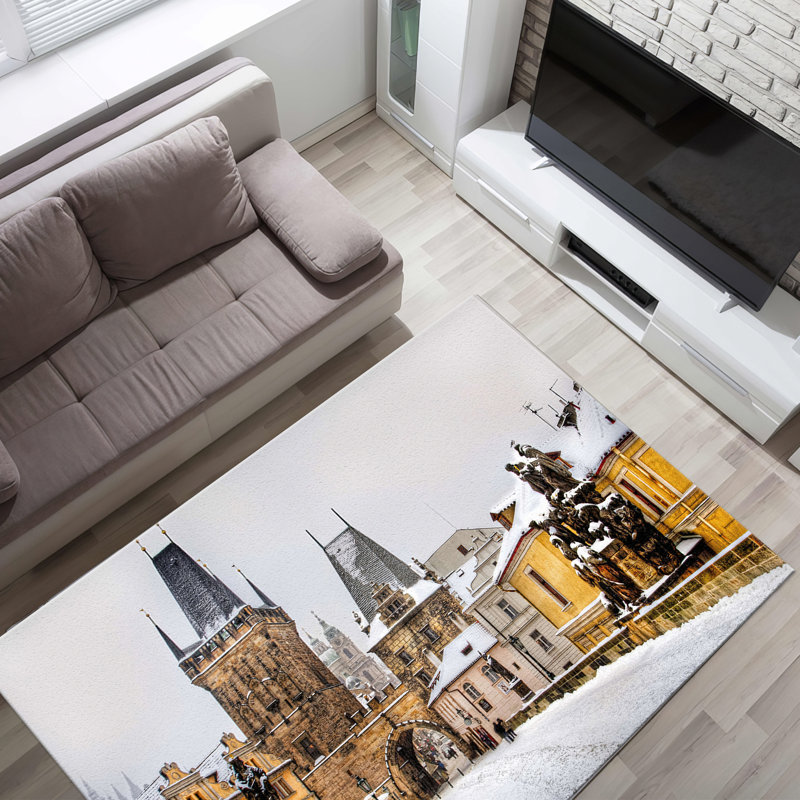 Non-Woven Thin Type Printed Rug with Intricate Floral Design Perfect for Enhancing Your Living Room or Bedroom Decor
