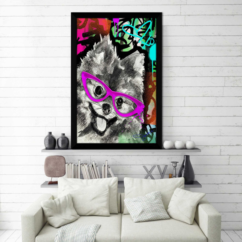 Pomeranian (Vertical) par By Jodi - impression, Cadre noir, H 39,5 po x l 27,5 po x P 0,75 po