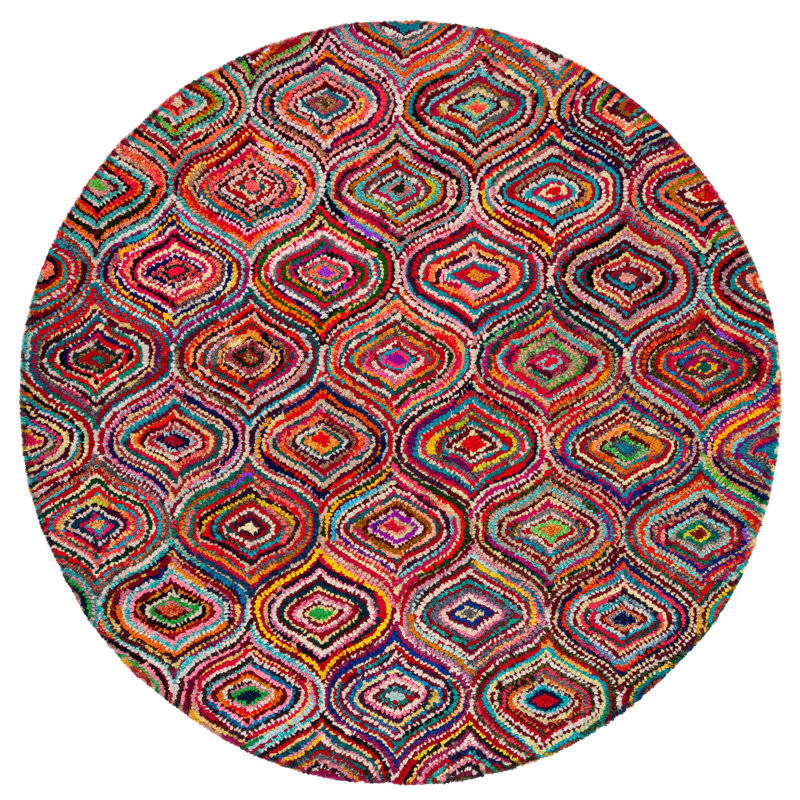 Tapis géométrique touffeté à la main Nantucket, Rond 6 pi