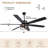 65 Inch Black Farmhouse Industrial Large Ceiling Fan with Lights and Remote, DC Slient Motor 6-Speed Caged Ceiling Fan for Large Rooms-1160349072