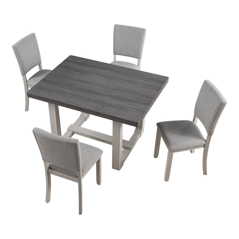 Viswa 5-Piece Dining Table Set, Gray/Gray