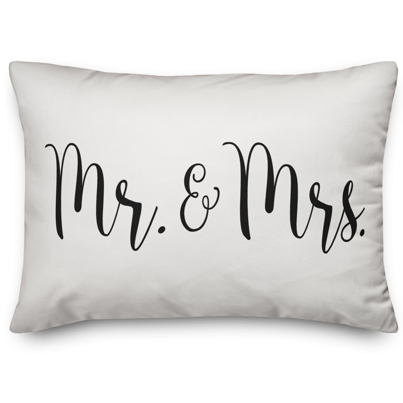 Mr and Mrs Script Lumbar Pillow, No Fill
