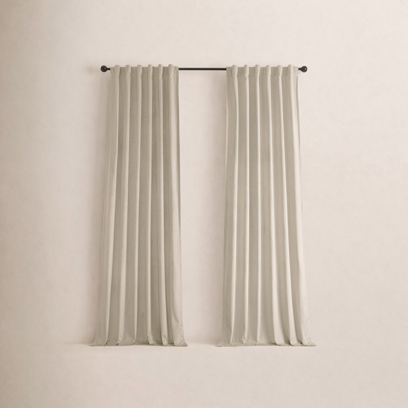 Winnette Velvet Room Darkening Curtain Panels, Light Ivory, 50" W x 120" L