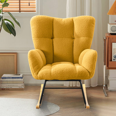 Chaise berçante en tissu Teddy, chaise berçante moderne pour chambre de bébé, salon, chambre à coucher