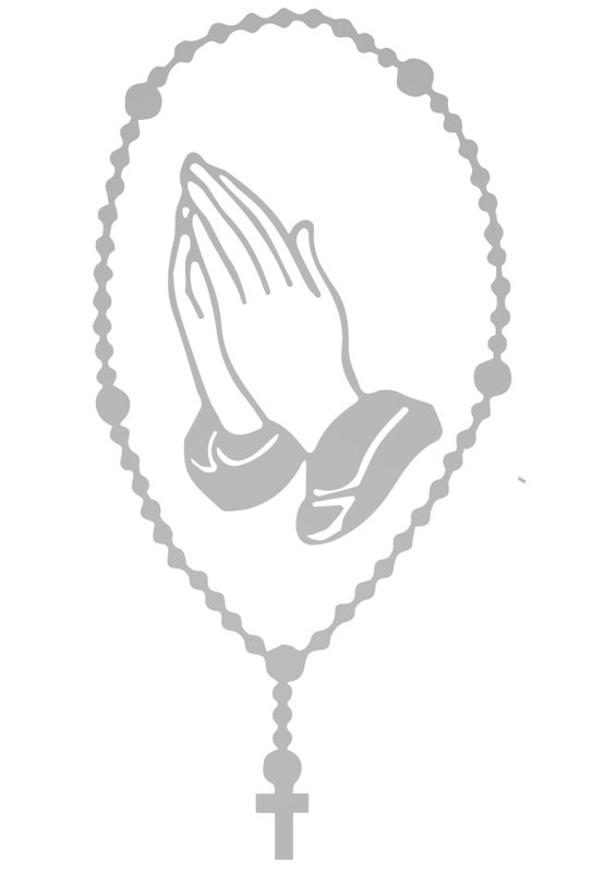 Décalcomanie murale rosary catholique, H 22 po x l 11 po x P 0,01 po, Argent