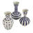 3-Piece Hand-Painted Stoneware Vase With Dots/Stripes