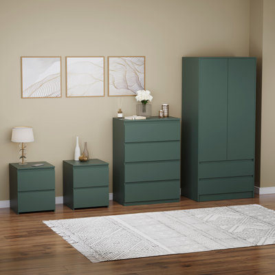 Tanino 4 Piece Bedroom Set (2 Drawer Large Bedside Chest X2, 4 Drawer Chest, 2 Door 2 Drawer Wardrobe)