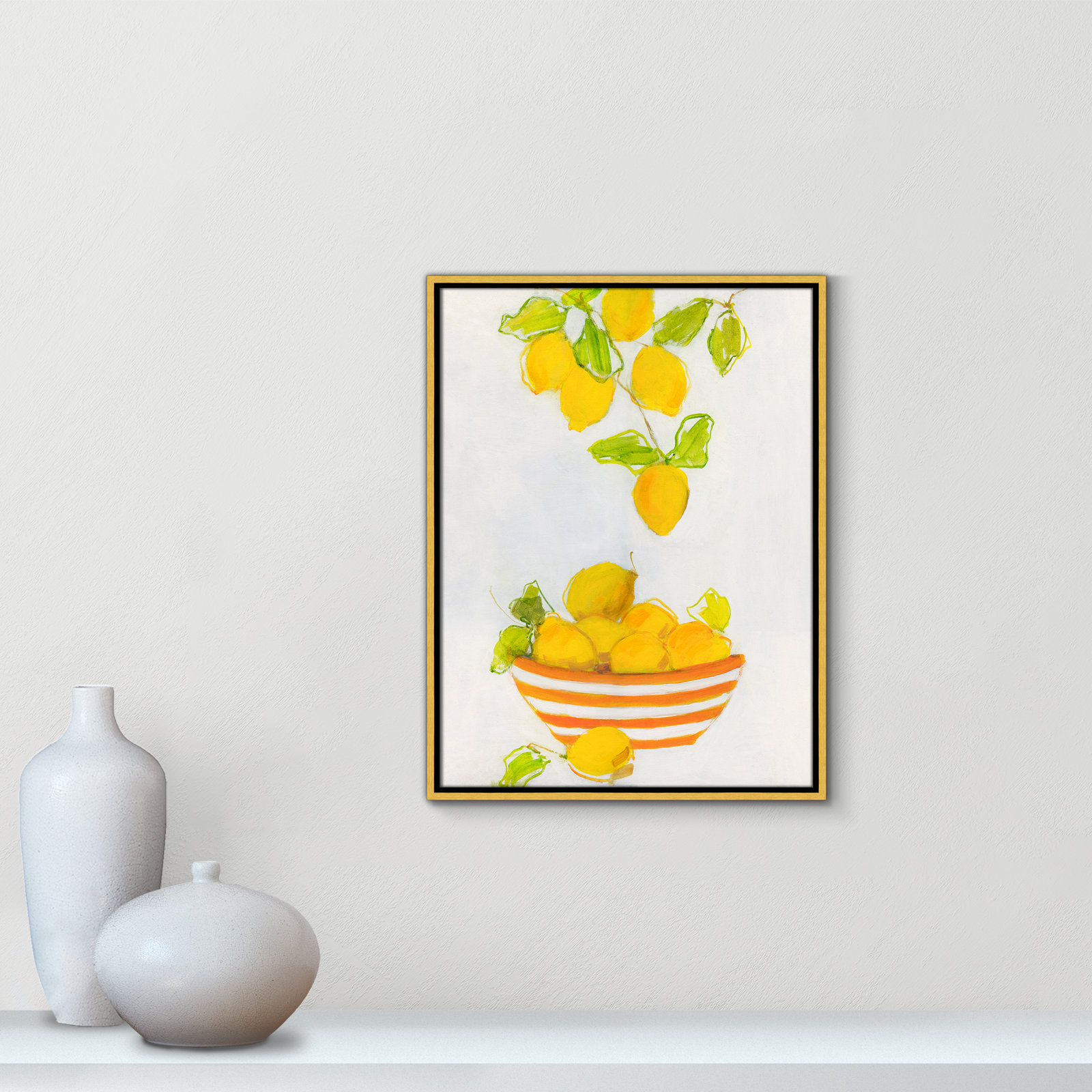 Darcy "Lemonlicious" Painting by Sally Swatland, 25.5" H x 19.5" W x 2" D, Gold Framed Canvas