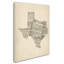 «Old Part Music Map of Texas» par Michael Tompsett, reproduction d'art graphique sur toile-1652397377