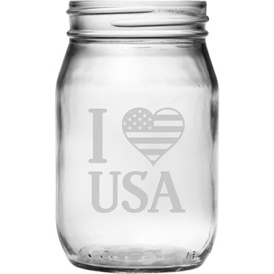 Susquehanna Glass I Heart Usa 16 Oz. Glass Mason Jar In Clear