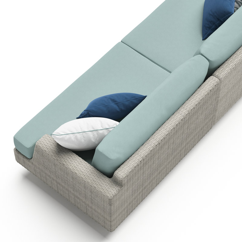 Portofino Comfort Outdoor 5 - Piece Conversation Set, Gray Frame/Spa Blue Cushion