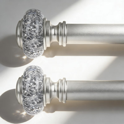 Ensemble de tringle à rideaux réglable robuste avec embouts en cristal, mât de rideau de 1 pouce de diamètre pour fenêtres de 36 à 91 pouces, comprend les supports et la quincaillerie pour une installation facile