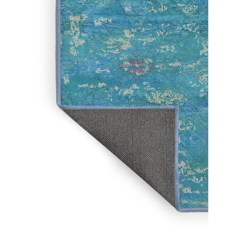 Tapis bleu sarcelle Groveton, Rectangle 4 pi x 6 pi