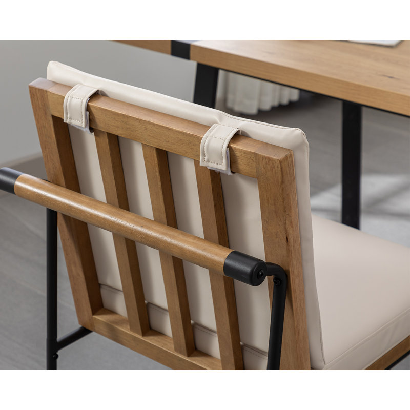 Rekiyah Upholstered Counter Stool with Metal Frame, Beige