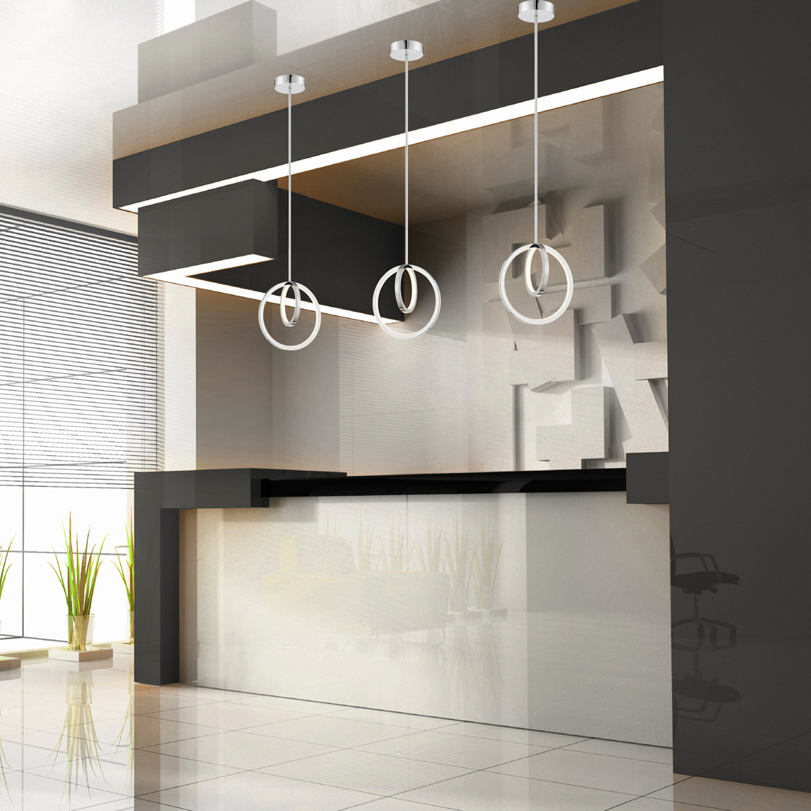 Saleigh 2 Light Metal Dimmable LED Pendant, Chrome