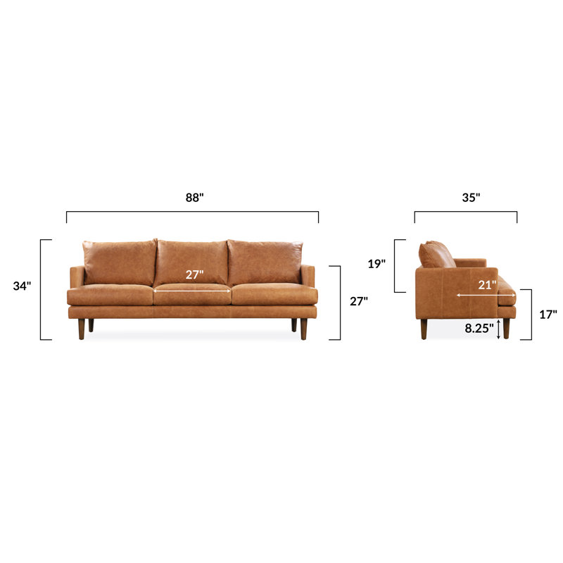 Girona 88" Full-Grain Genuine Italian Leather Sofa