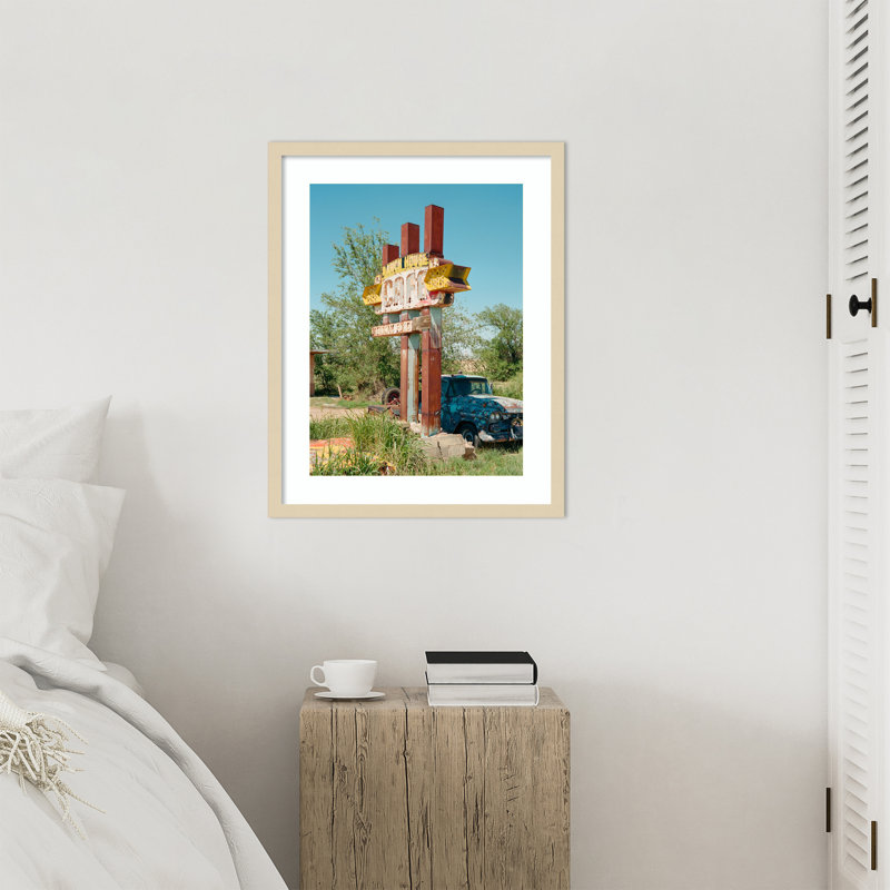 «Route 66 III» par Criswell, reproduction d'art murale en bois encadrée, H 25 po x l 20 po
