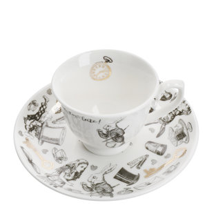 Alice In Wonderland Ceramic Espresso Cup and Saucer