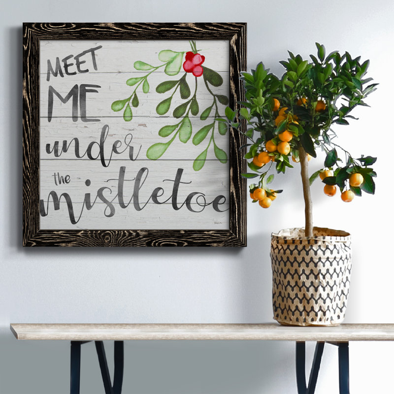 «Mistletoe», art textuel sur toile, Toile avec cadre noir patiné, H 17 po x l 17 po x P 1,5 po