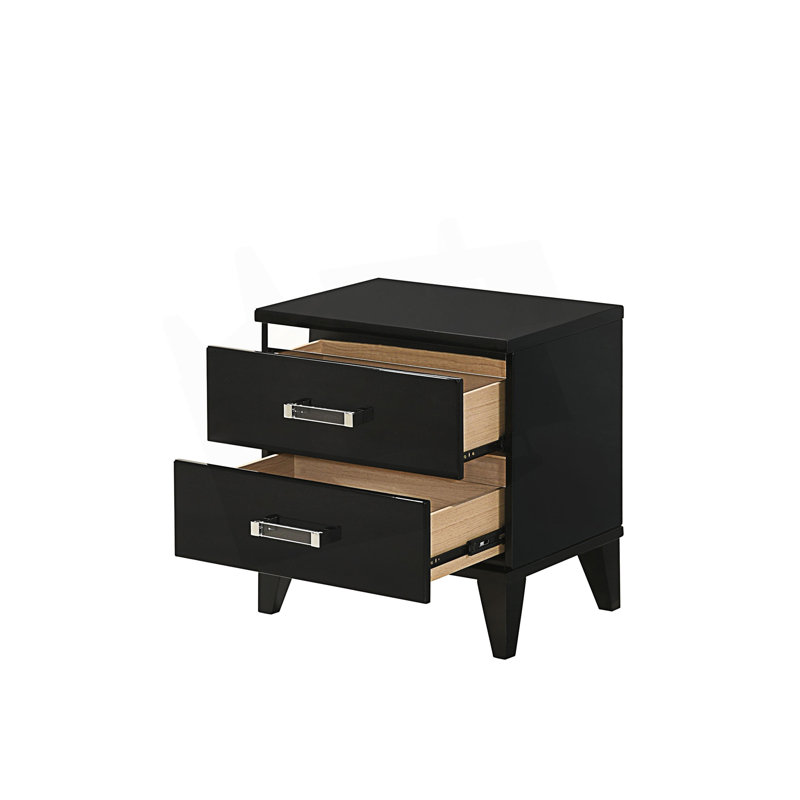 Table de chevet de style moderne, petite table de chevet, table de chevet 2 tiroirs, table de bout, Black