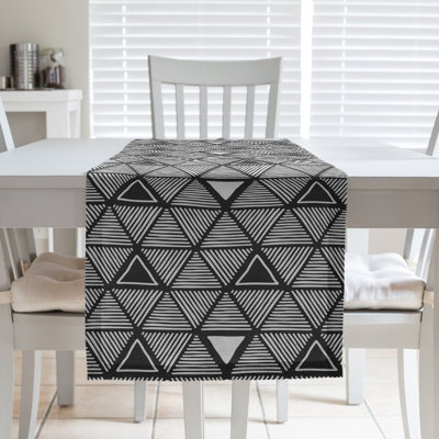 Classic Hand Drawn Triangles Table Runner