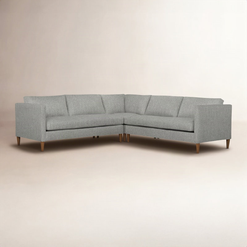 Clifford 3 - Piece Upholstered Custom L-Shape Sectional, Ticket Smoke Heathered Basketweave