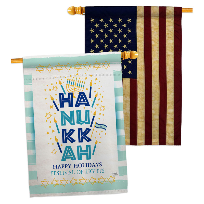 Double Sided 40'' H x 28'' W Polyester Hanukkah House Flag