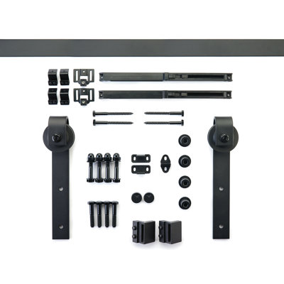 Expressions by Emtek 72" Barn Door Flat Track Hardware Kit with Soft Open/Close System, Matte Black