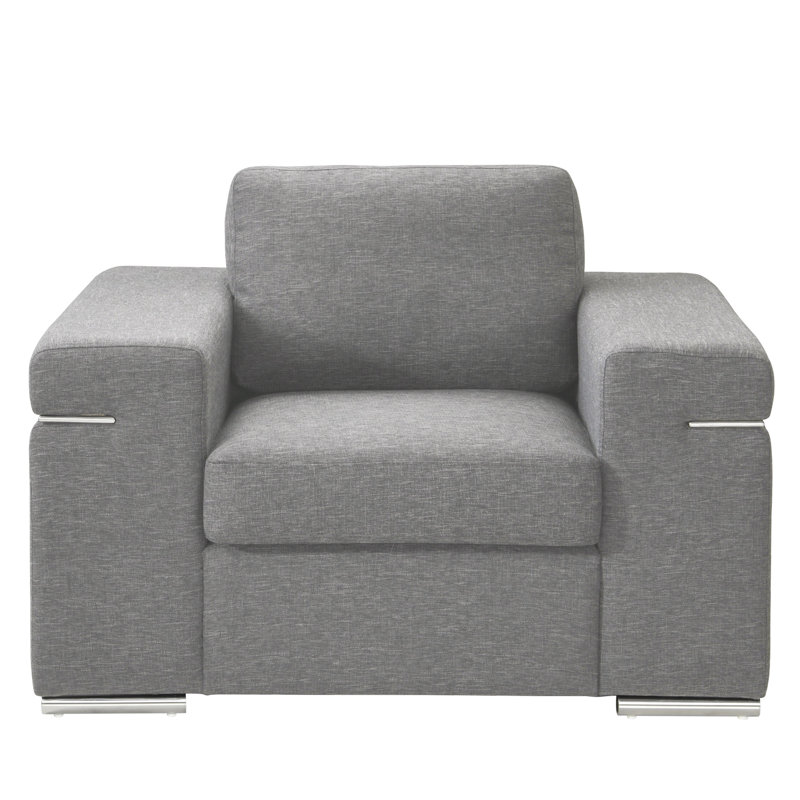Gianna Woven Fabric Arm Chair, Light Gray