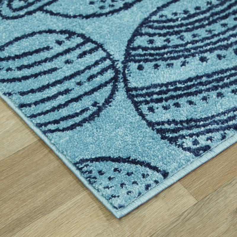 Tapis bleu clair Pinto, Rectangle 3 pi 11 po x 5 pi 7 po