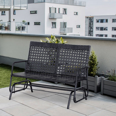 Shupe Steel Rattan Outdoor Patio Double Glider Bench by Wrought Studio