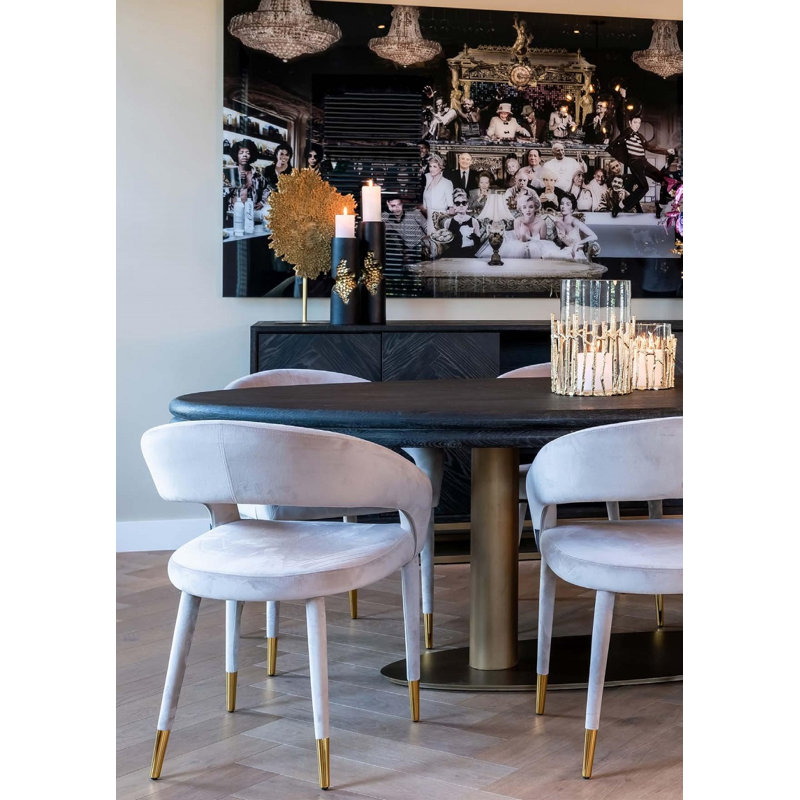 Chaise avec accoudoirs en velours Jaelyne