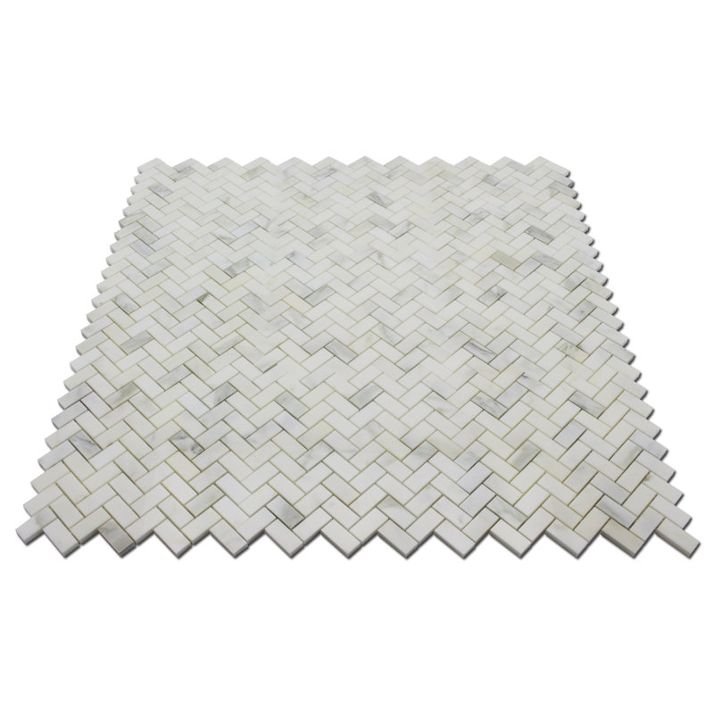 1" x 2" Marble Herringbone Mosaic Wall & Floor Tile