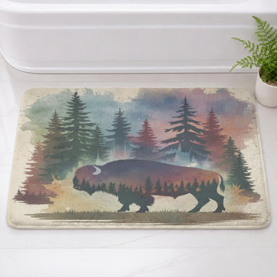 Tapis de bain Bison en forêt