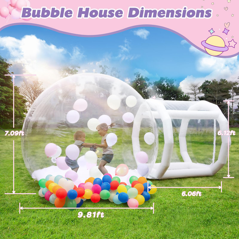 8.25FT Bubble Balloon House Bubble Tent for Party Balloons Decorations（Clear）, 10FT-Clear
